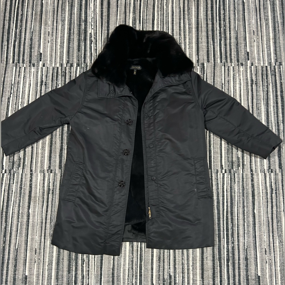 Escada rabbit fur lined coat